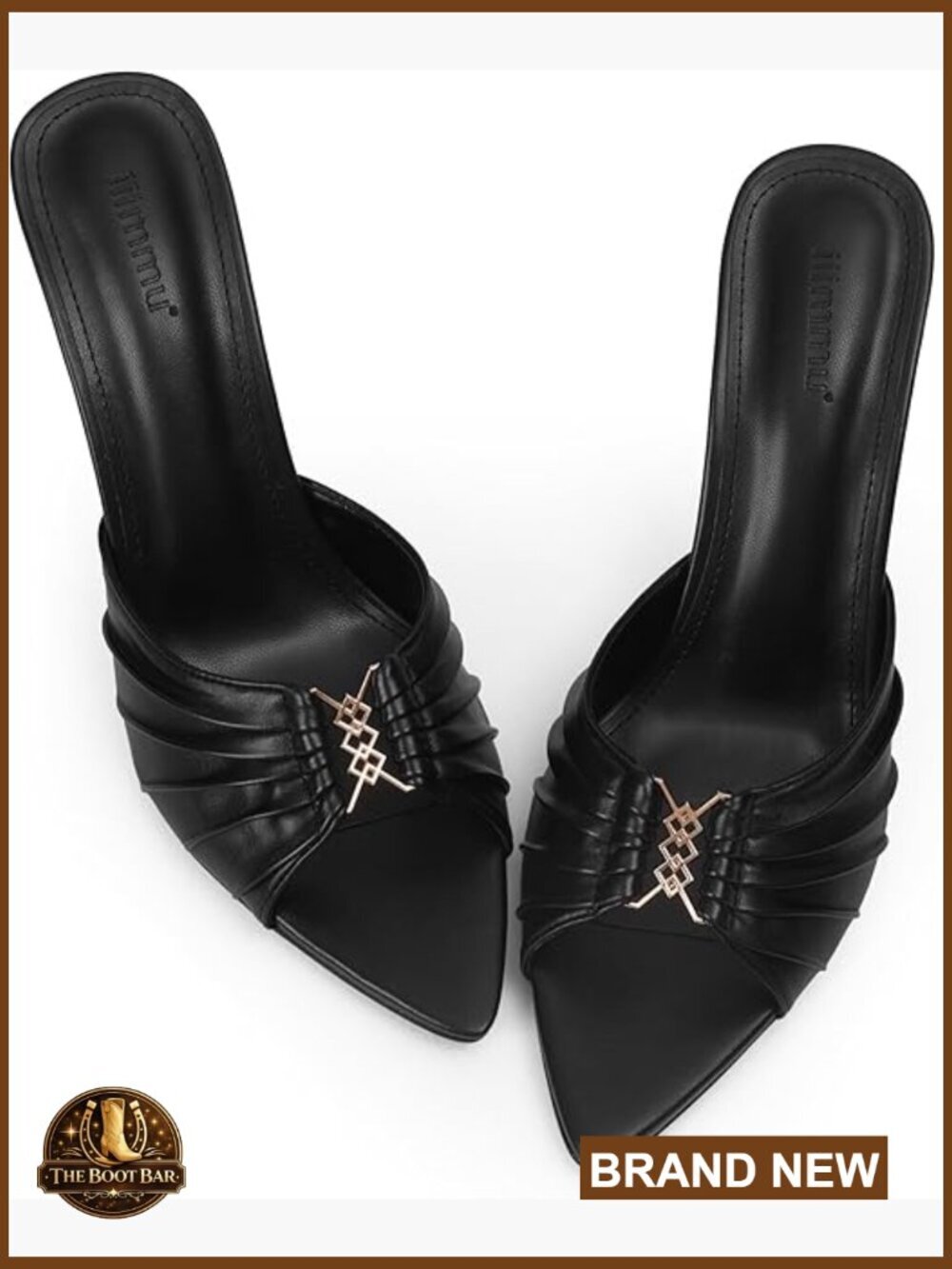 3.5" Stiletto Mule Heels Pointed Peep Toe Sandals Faux Leather